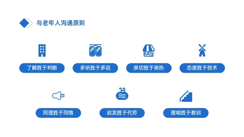 蓝色简约商务老年病人沟通技巧培训PPT课件