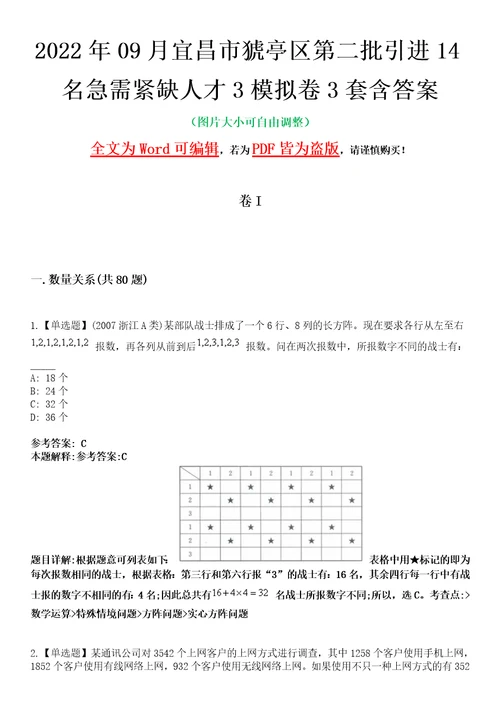 2022年09月宜昌市猇亭区第二批引进14名急需紧缺人才3模拟卷3套含答案带详解III