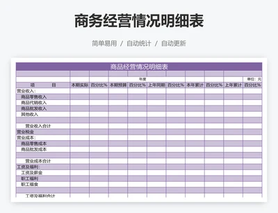 商务经营情况明细表