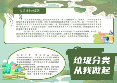 绿色垃圾分类从我做起手抄报word模板