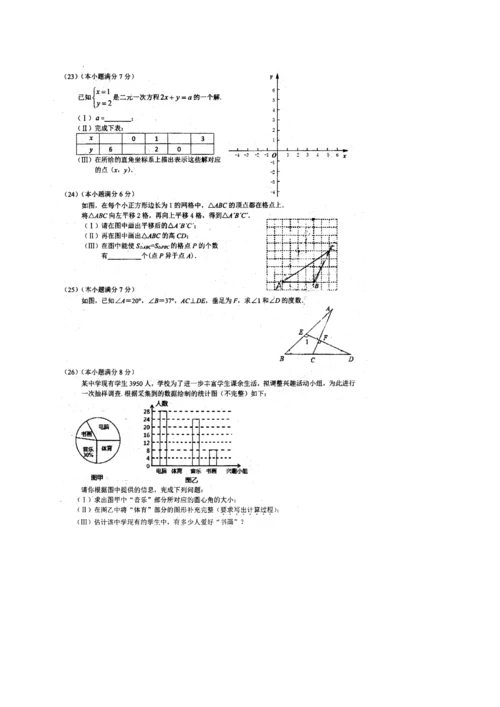 福州十八中2017-2018第二学期七年级数学期末考试题(无答案)0.docx