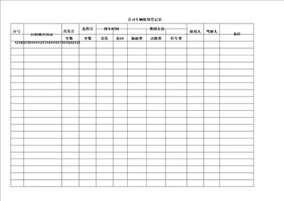 公司车辆使用登记表格