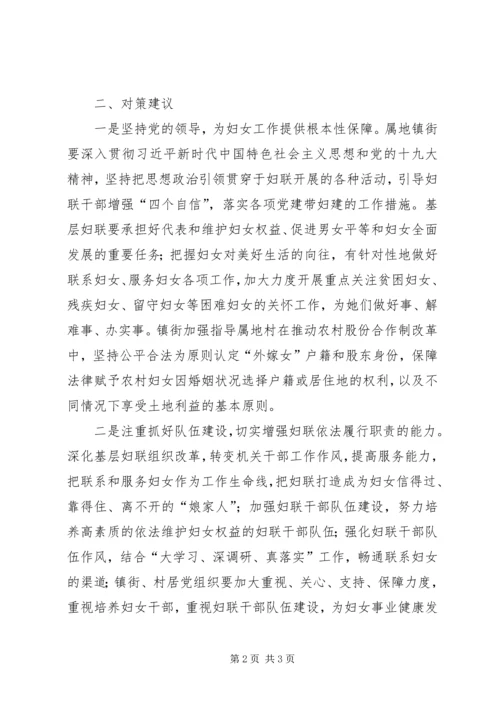 基层反映：关于当前农村妇女权益存在的问题及对策建议.docx