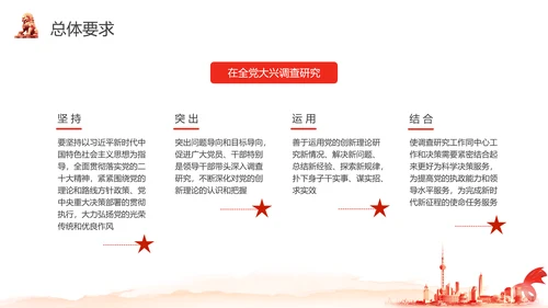 红色水彩简约关于在全党大兴调查研究的工作方案PPT党建