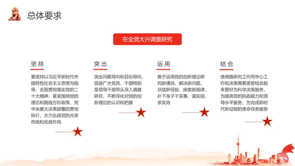 红色水彩简约关于在全党大兴调查研究的工作方案PPT党建