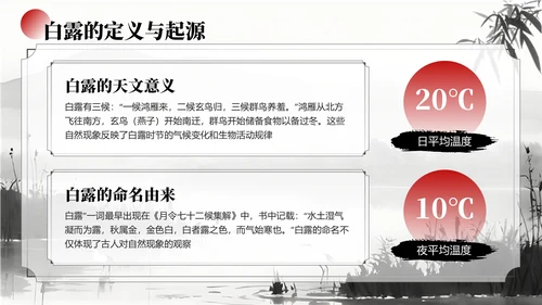 黑白色中国风白露节气学校主题班会PPT模板