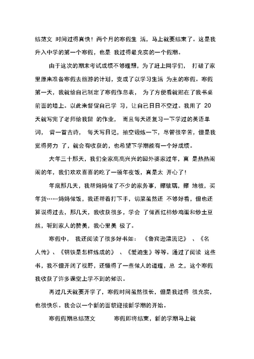 寒假假期总结