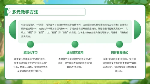 绿色卡通风学生安全教育宣传教育PPT