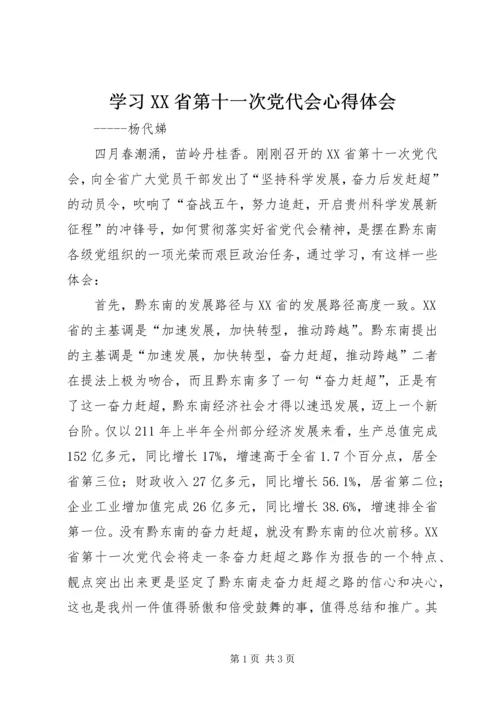 学习XX省第十一次党代会心得体会.docx