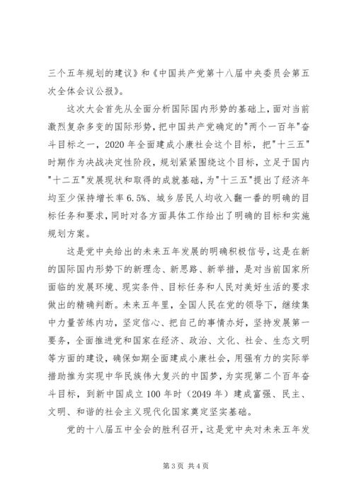 学习五中全会精神心得体会 (2).docx