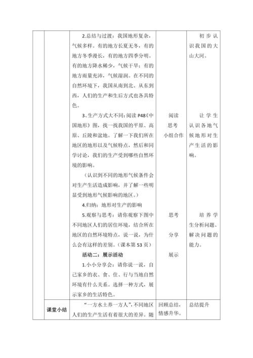 【核心素养目标】6 我们神圣的国土 第3课时-- 一方水土 一方生活 教案
