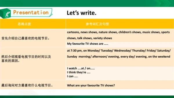 Unit5 TV shows Lesson3同步课件