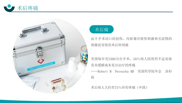 深青色简约实拍风围手术期患者疼痛管理护理培训PPT模板