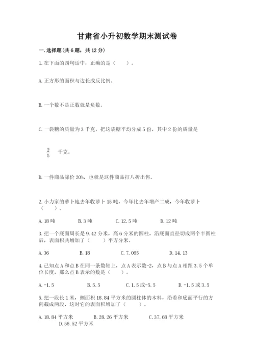 甘肃省小升初数学期末测试卷（夺冠）.docx