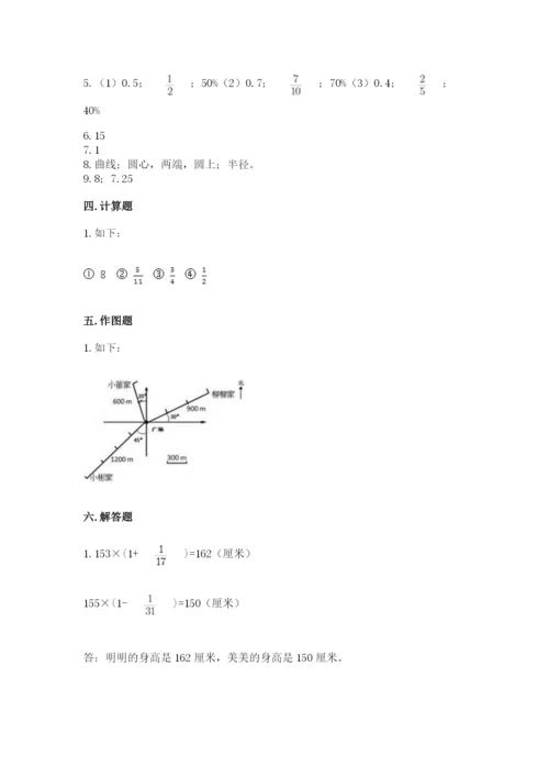 小学六年级上册数学期末测试卷带答案（黄金题型）.docx