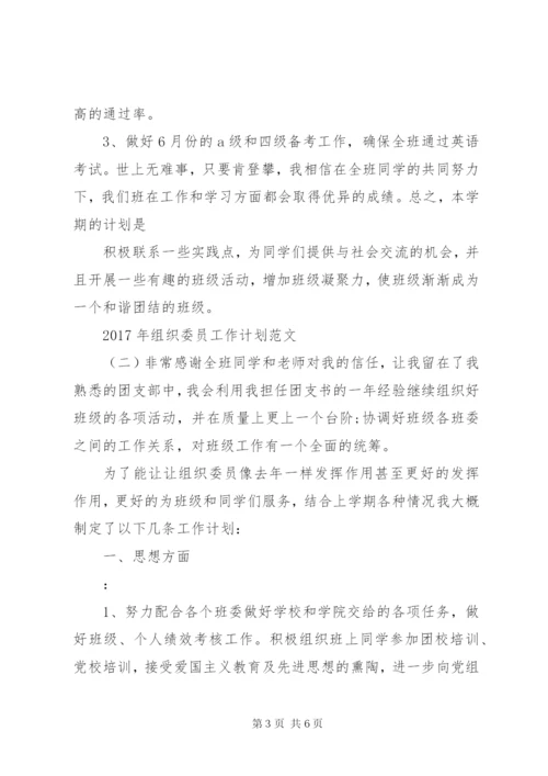 XX年组织委员工作计划范文.docx