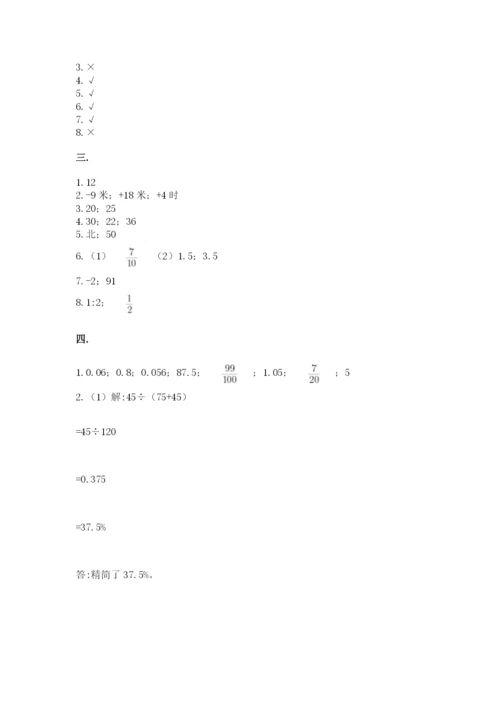 人教版六年级数学小升初试卷精品【考试直接用】.docx