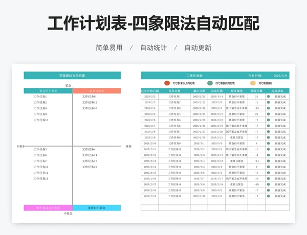 工作计划表-四象限法自动匹配