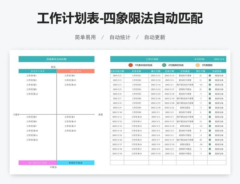 工作计划表-四象限法自动匹配