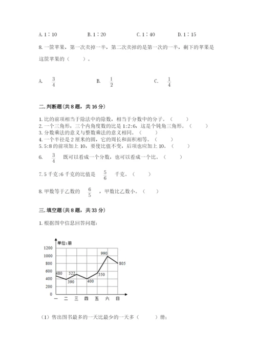 2022人教版六年级上册数学期末考试试卷附参考答案【a卷】.docx