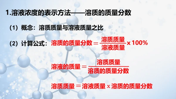 课题3 溶液的浓度-(共36张PPT)2023-2024学年九年级化学下册同步优质课件（人教版）