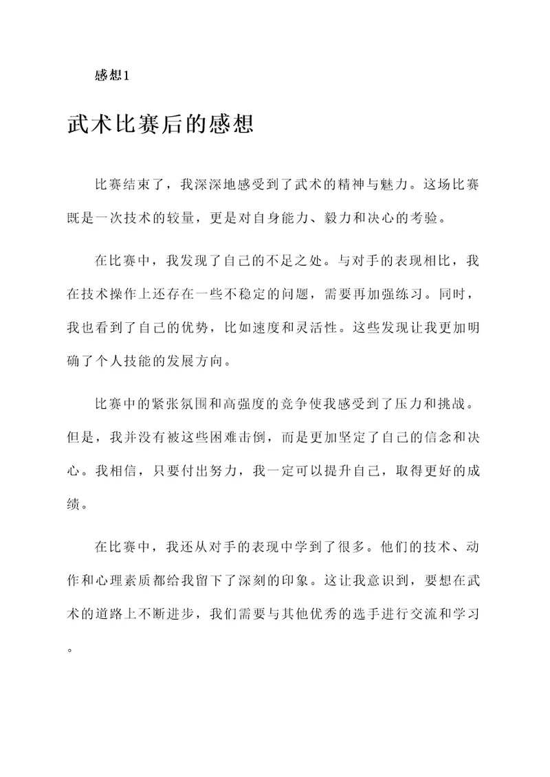 武术赛后的感想