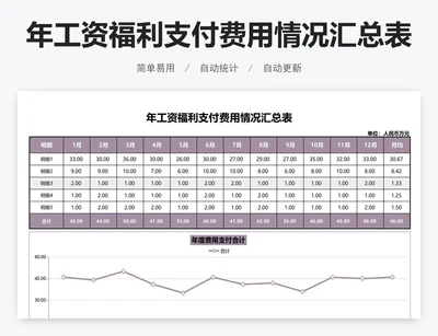 年工资福利支付费用情况汇总表