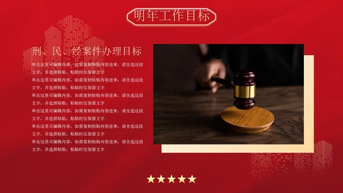 红金高级简约法律行业述职报告PPT模板