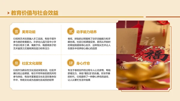 黄色国风非遗衍纸艺术的魅力PPT模板