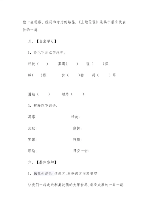 大雁归来教学设计