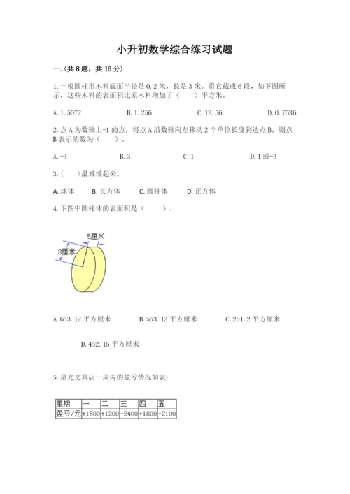小升初数学综合练习试题附答案（综合卷）.docx