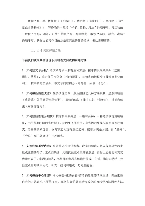 2023年小升初语文阅读技巧.docx