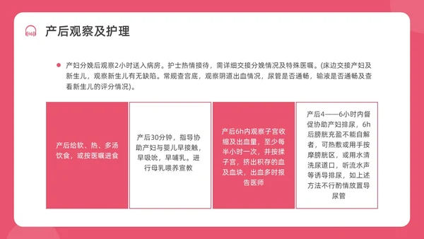 红色水彩简约插画剖宫产术后护理培训PPT课件护理查房