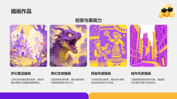 紫色赛博朋克简历作品集展示PPT模板