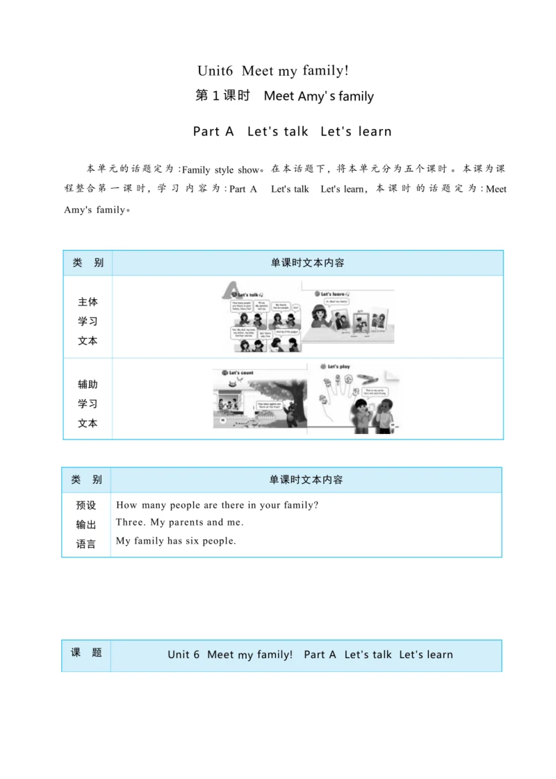 Unit 6 Meet my family Part A   Let's talk   Let's 