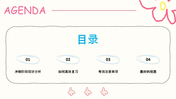 彩色可爱插画风中考动员PPT模版