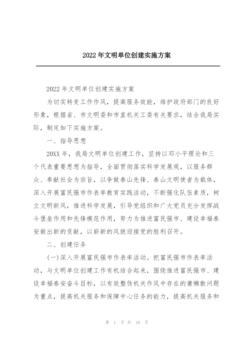 2022年文明单位创建实施方案.docx