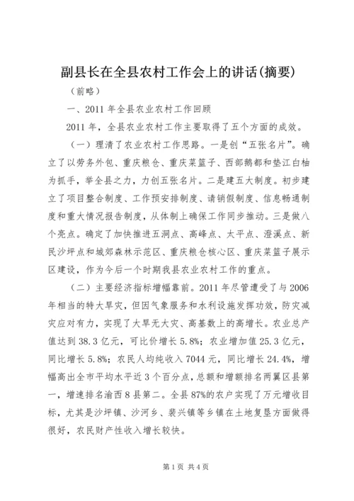 副县长在全县农村工作会上的讲话(摘要)_1.docx