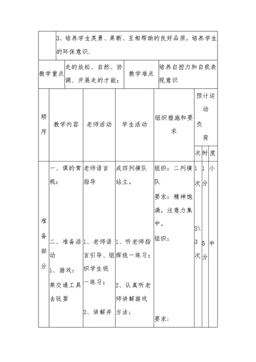 小学体育水平一《走与游戏》教学设计[5]