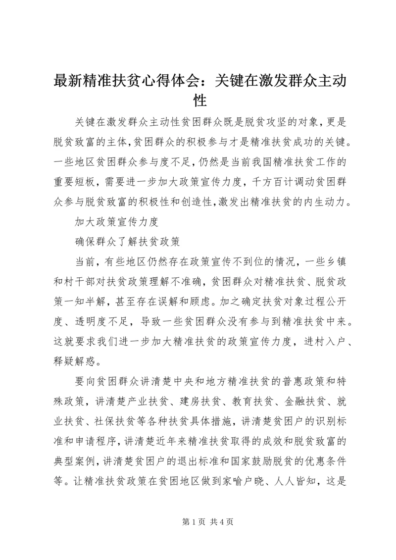 最新精准扶贫心得体会：关键在激发群众主动性.docx