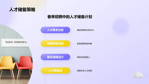 紫色3D风春季招聘PPT模板