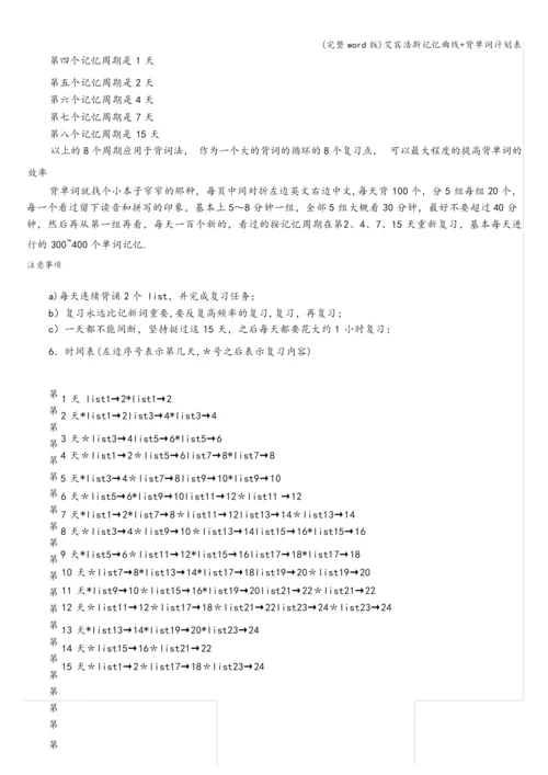 (完整word版)艾宾浩斯记忆曲线+背单词计划表.docx