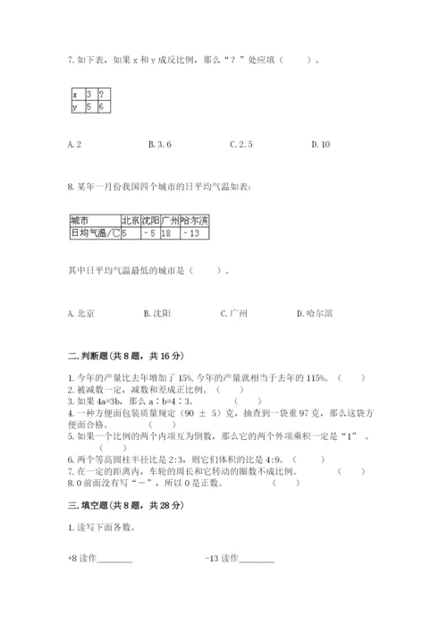 冀教版小学六年级下册数学期末检测试题及答案一套.docx