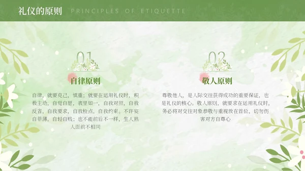 绿色水彩文明礼仪主题班会PPT模板