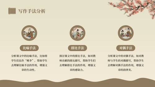 棕色中国风桃李满天下语文教学课件PPT模板