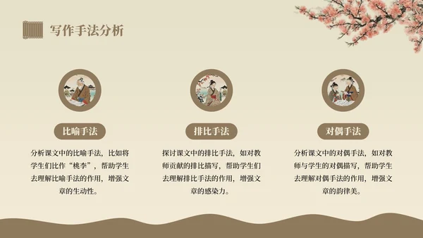 棕色中国风桃李满天下语文教学课件PPT模板