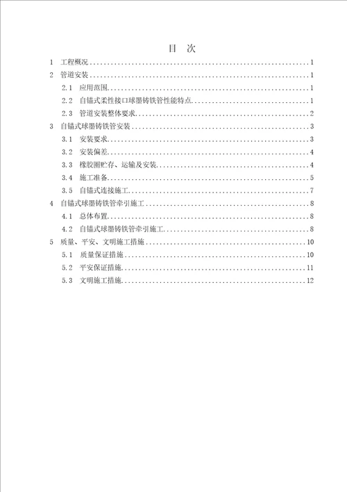 自锚式球墨铸铁管专项施工方案