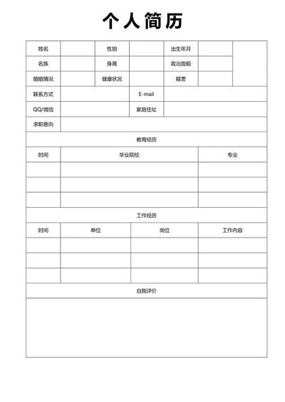 个人简历word模板