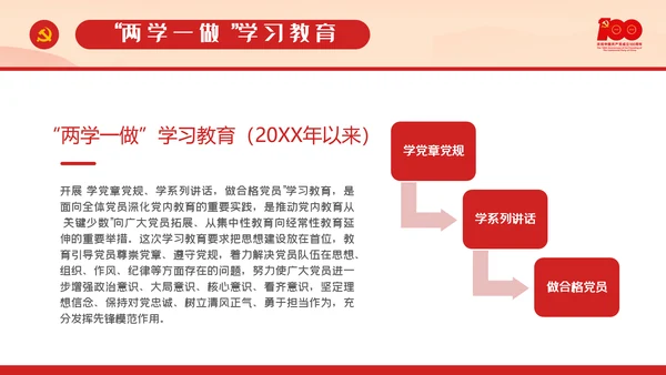 建党百年100党内思想教育PPT课件模板