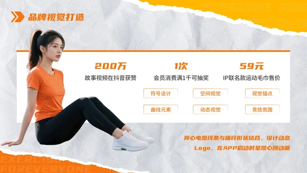 橙色创意撕纸风全民健身：极限燃力场健身房推广PPT模板
